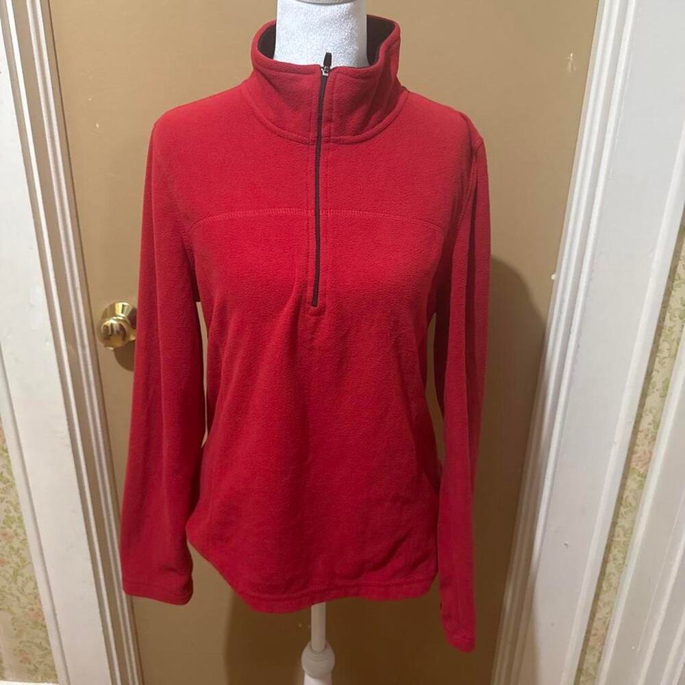 Red quarter zip fleece pullover